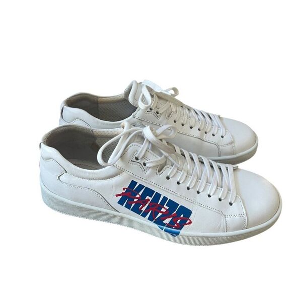 Kenzo Paris Size 40 Tennix Sneakers White Leather Women‎ Logo Lace-up Low-top - Picture 4 of 10